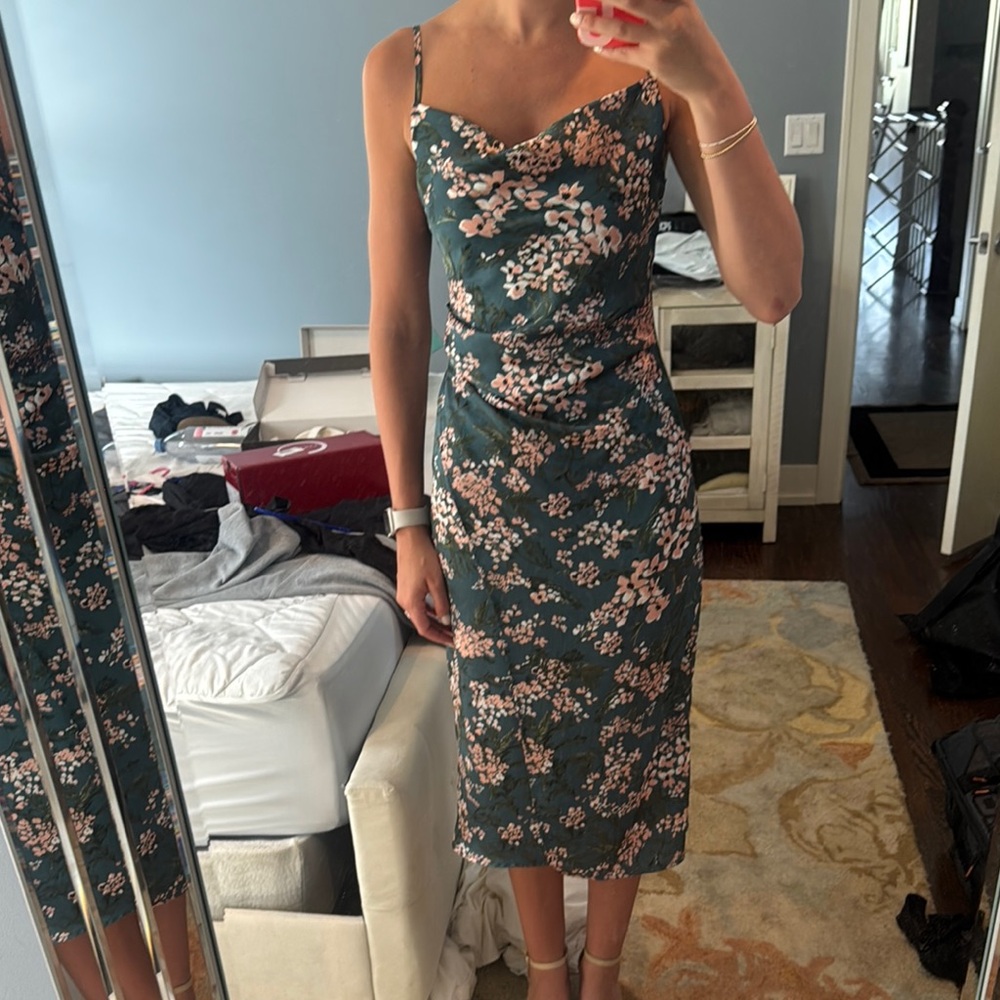re:named Green Floral Midi Dress